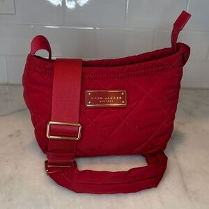 Marc Jacobs Bag Purse Handbag Crossbody Bag Quilted Nylon Pocketbook Cherry Red